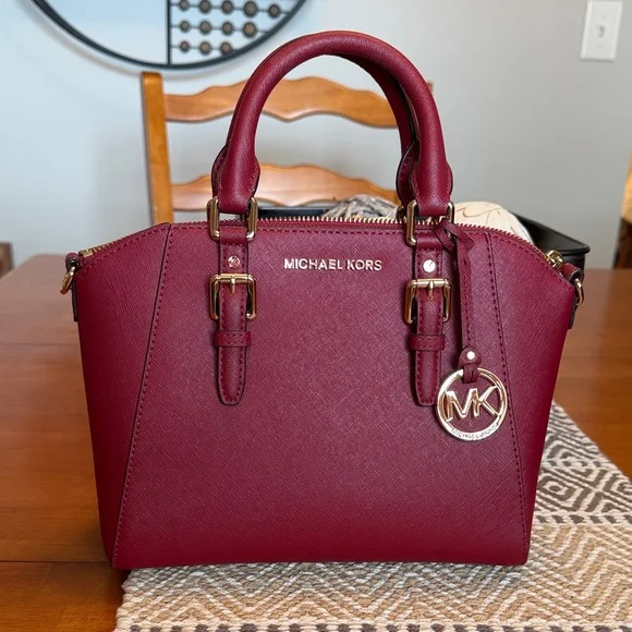 Michael Kors Deep Red Satchel, Like New - Picture 1 of 14